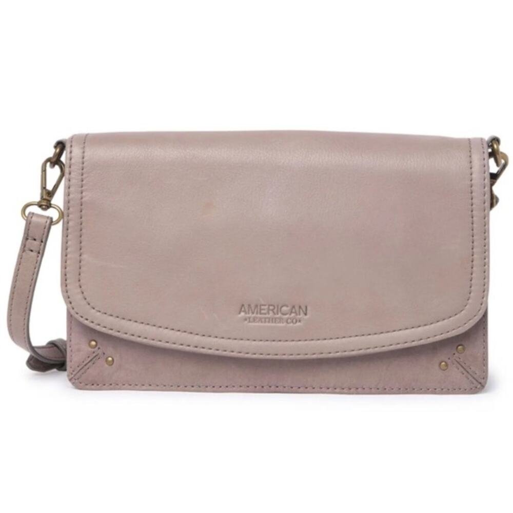 American Leather Co. Brenton Leather Crossbody in Ash Grey Classic Compact Slim